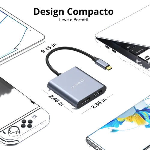 Imagem 2 do anúncio: Adaptador USB-C 2 DisplayPort 1.4 Hi-Prime