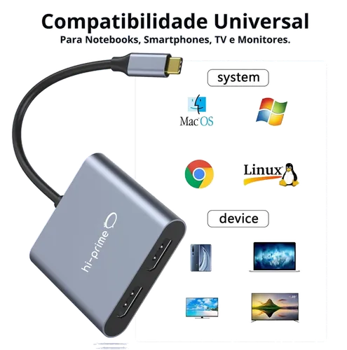 Imagem 3 do anúncio: Adaptador USB-C 2 DisplayPort 1.4 Hi-Prime