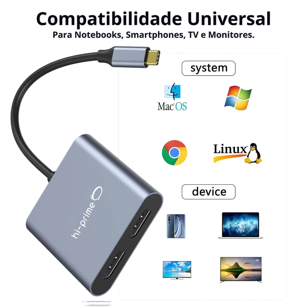 Imagem 3 do anúncio: Adaptador USB-C 2 DisplayPort 1.4 Hi-Prime