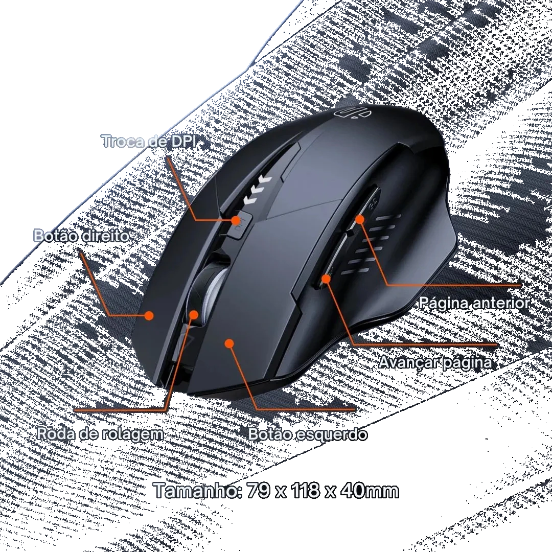 Mouse Sem Fio Inphic 2.4 GHz Recarregável: imagem 8 de 9 do anúncio