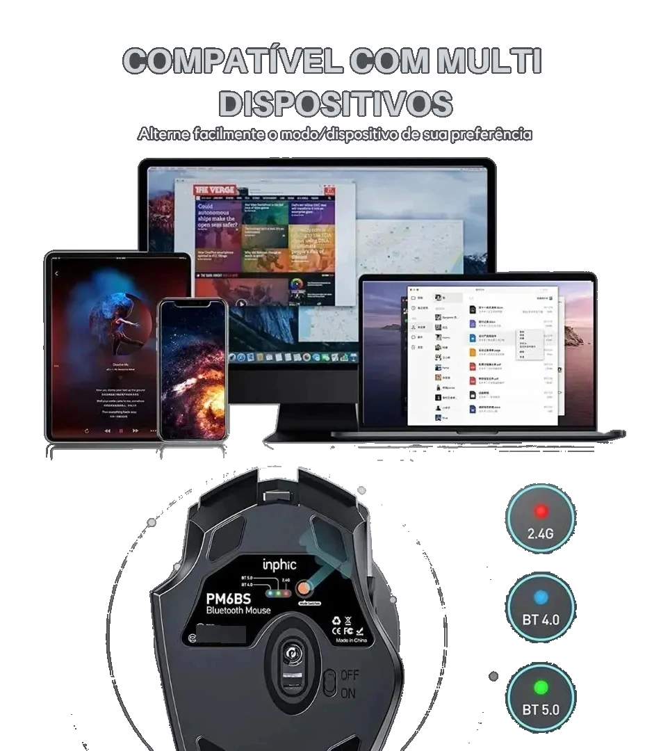 Mouse Inphic Bluetooth 5.1 Sem Fio: imagem 10 de 11 do anúncio